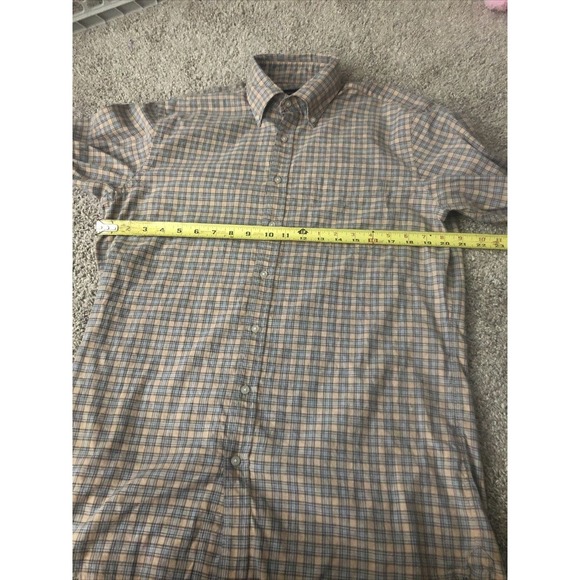 Proper Cloth Men's Button Down Shirt Size Medium Tan And Gray Plaid Cotton L/S - Picture 12 of 15